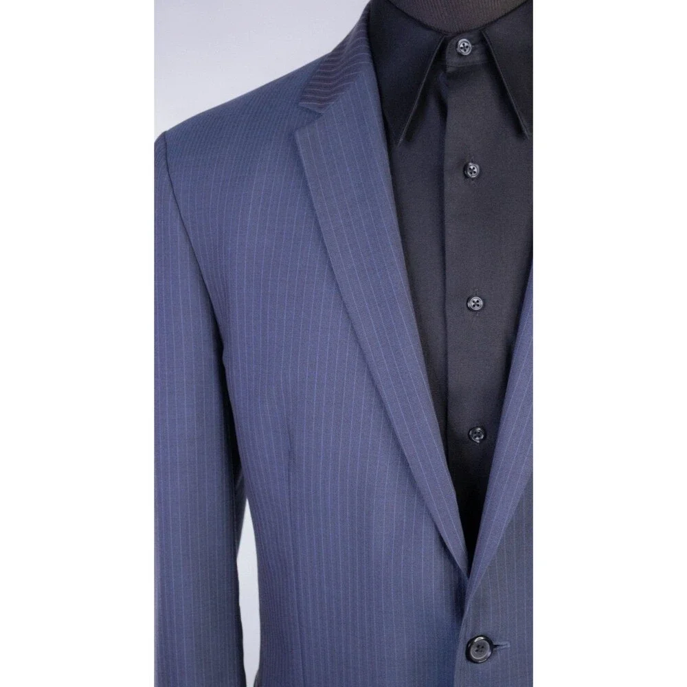 Joseph Jos. A. Bank Blazer Sport Coat Sz 44L Striped Blue Wool Two Button Jacket
